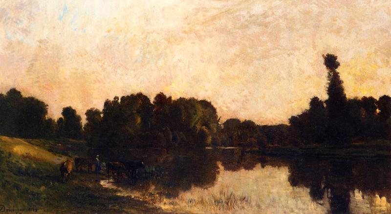 Charles-Francois Daubigny Daybreak, Oise Ile de Vaux China oil painting art